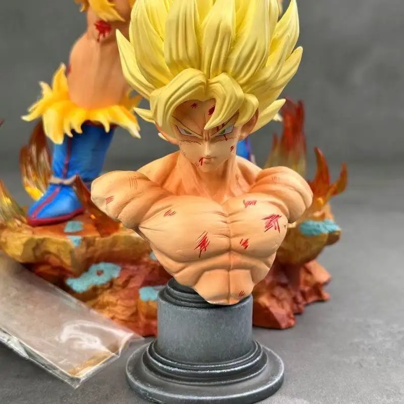 Figurine Goku Super Saiyan – 34 cm – Dragon Ball Z – avec base LED et tête remplaçable