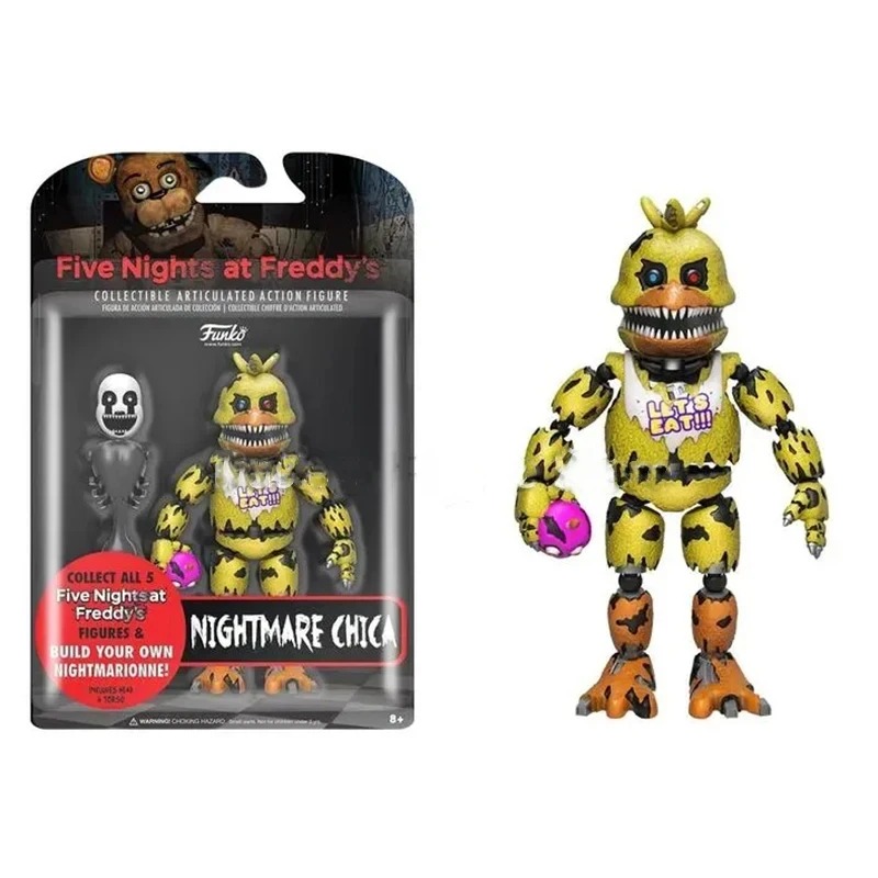 Figurine Nightmare Chica 14 cm – Five Nights at Freddy’s | Figure Articulée FNaF avec Nightmare Cupcake